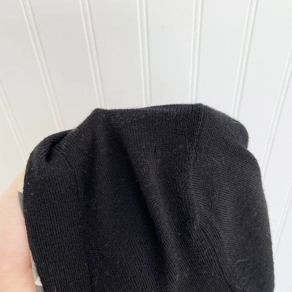 Burberry Checked-Trim Nova Merino Wool Cardigan Black Size Small - Picture 6 of 14